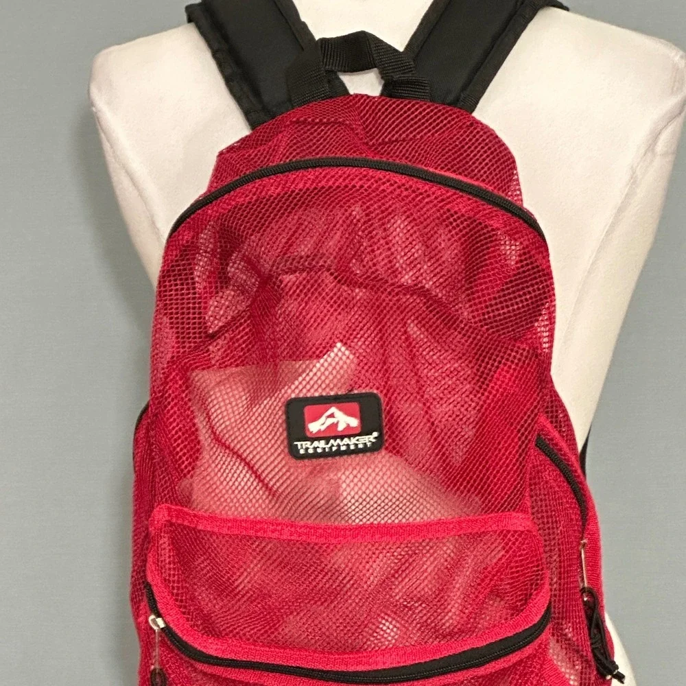 Trailmaker Mesh Backpack Set 2 Navy Blue Red See Through School Gym Travel Bag